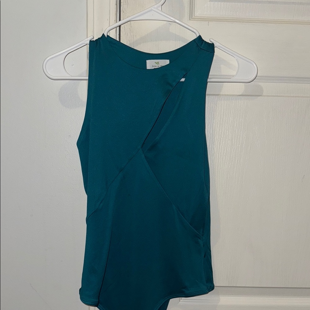 Blue Asymmetrical Sleeveless Tank Top